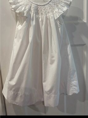 White Smocked Ruffle-Trim Formal Dress for Girls